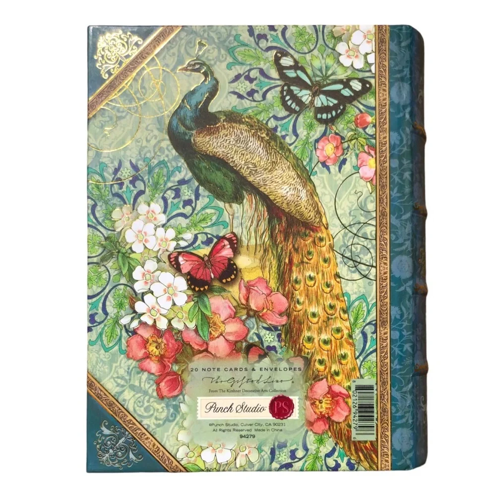 Punch Studio Royal Peacock Book Box with 20 Note Cards w Env (94279)
